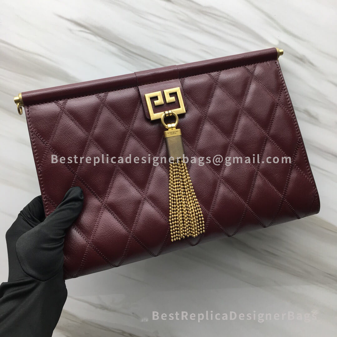 Givenchy Medium Gem Bagwine In Diamond Quilted Leather GHW 29921